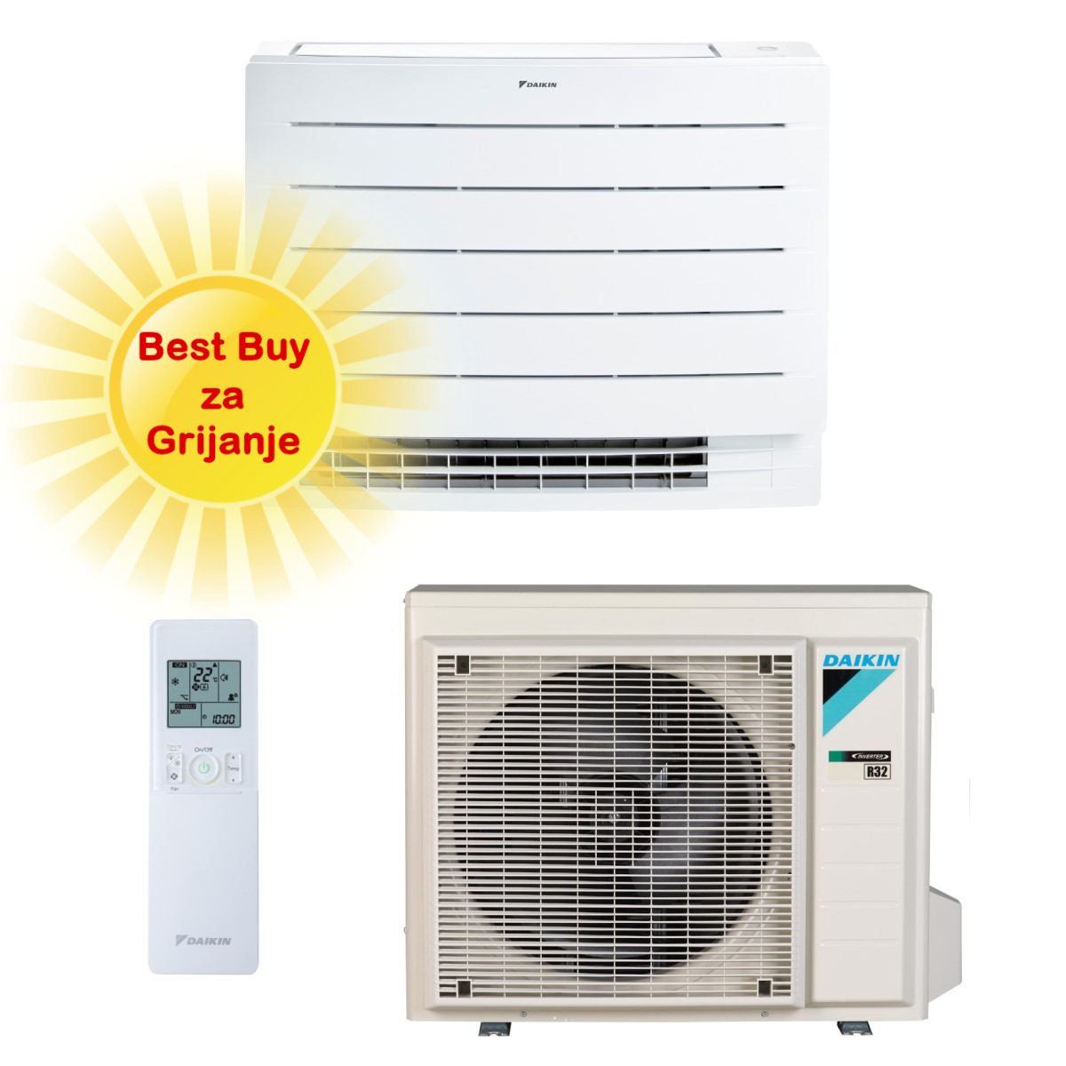 DAIKIN PODNI KLIMA UREĐAJ 5,0 kW - FVXM50B/RXM50A - Podna/parapetna, za prostor do 50m2, A++ energetska klasa, R-32