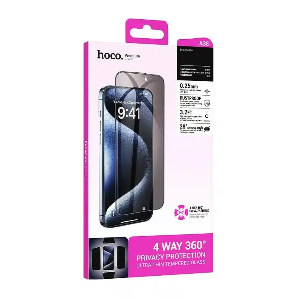 HOCO kaljeno privacy staklo 360 stupnjeva za iPhone 15