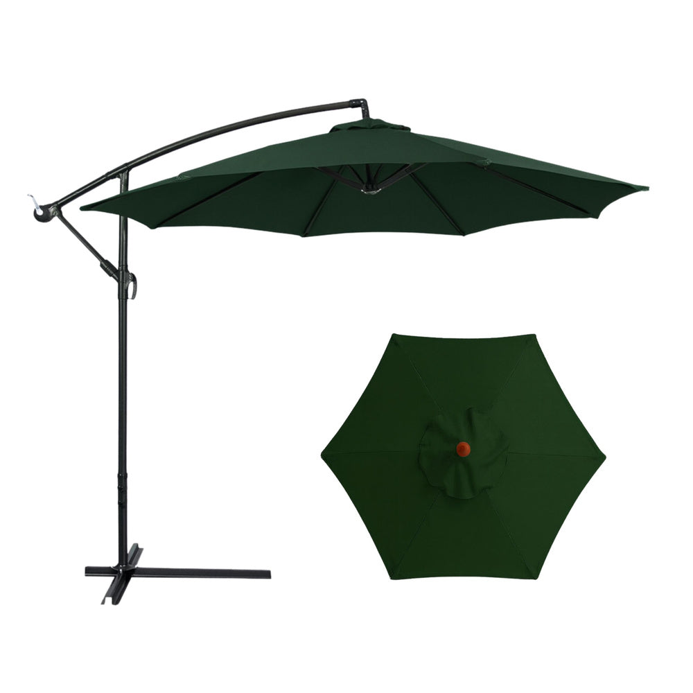 Vrtni suncobran s podesivim nagibom 350 x 250cm - zeleni