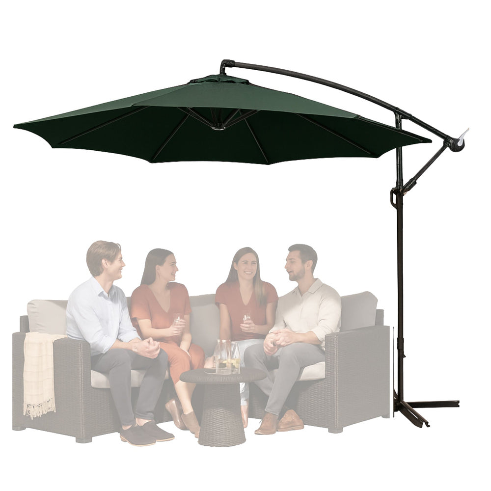 Vrtni suncobran s podesivim nagibom 350 x 250cm - zeleni