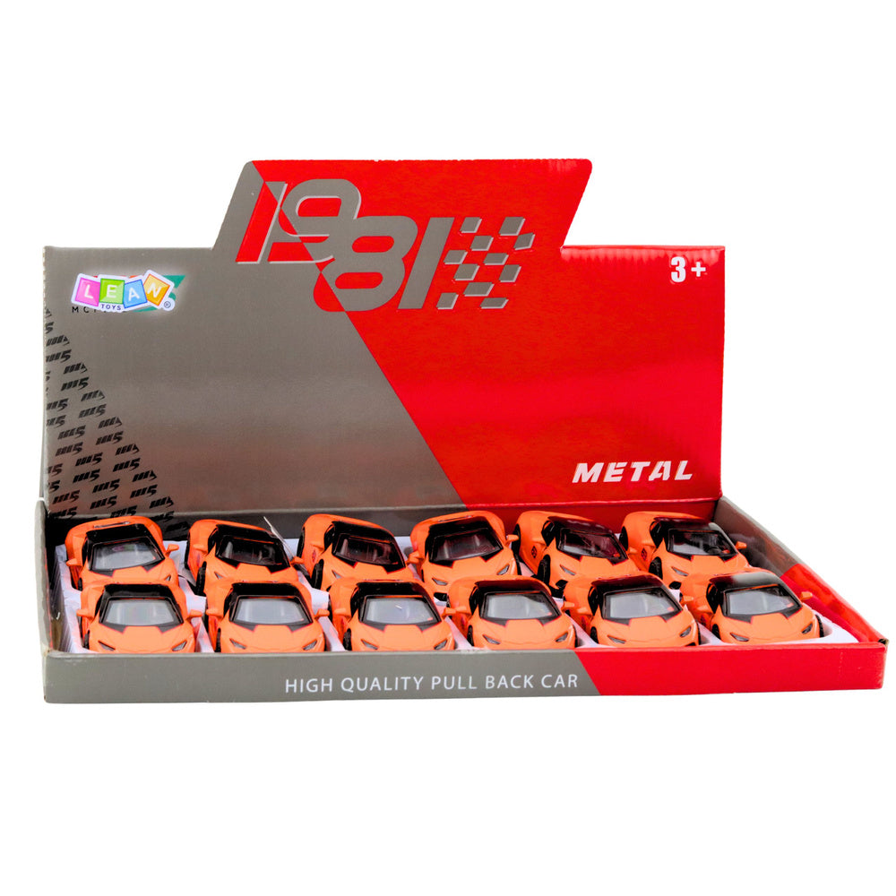 Sports Car Pull Back Metal Orange 1:43