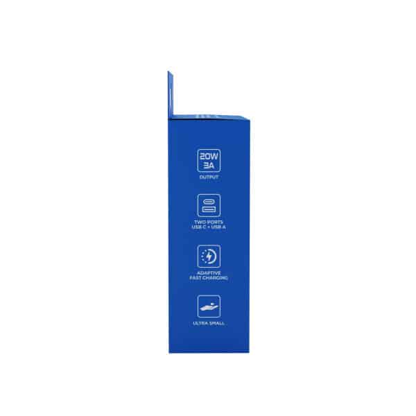 Prio Fast Charge zidni punjač 20W PD (USB C) + QC 3.0 (USB A) bijeli