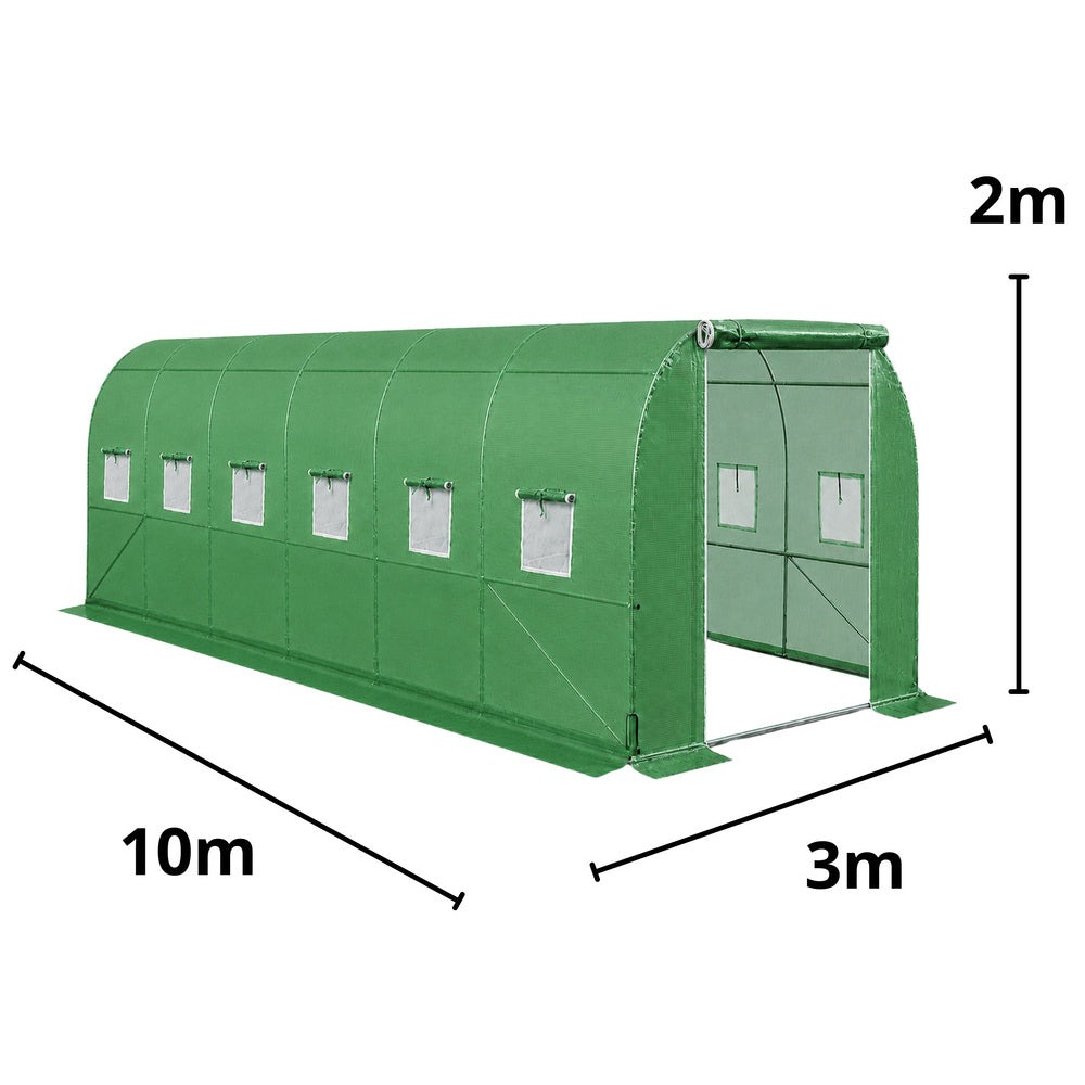 Vrtni plastenik 10 x 3 x 2M PRO FRAME - 30M² - zeleni