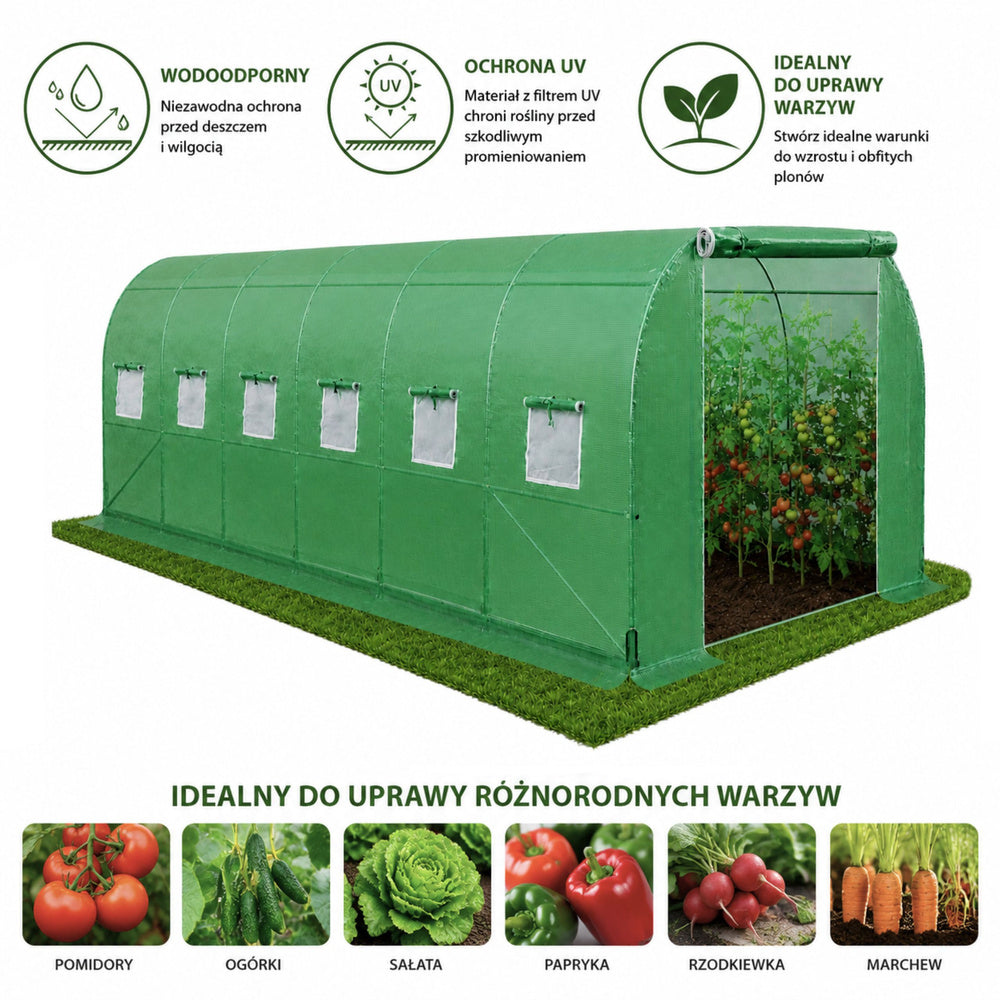Vrtni plastenik 10 x 3 x 2M PRO FRAME - 30M² - zeleni