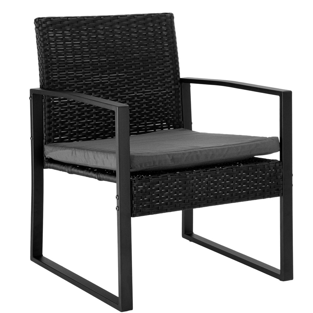 Set vrtnog namještaja: stol i 2 stolice za terasu/ balkon - crna