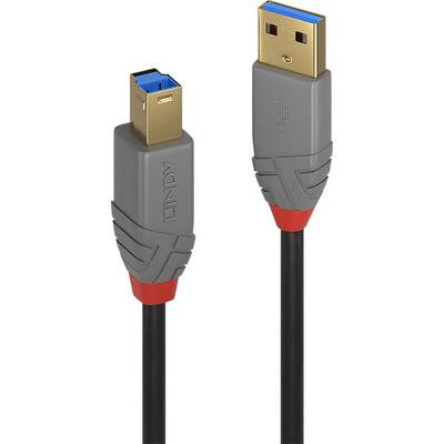 Lindy 36743 USB kabel 3 m USB 3.2 Gen 1 (3.1 Gen 1) USB A USB B Crno, Sivo