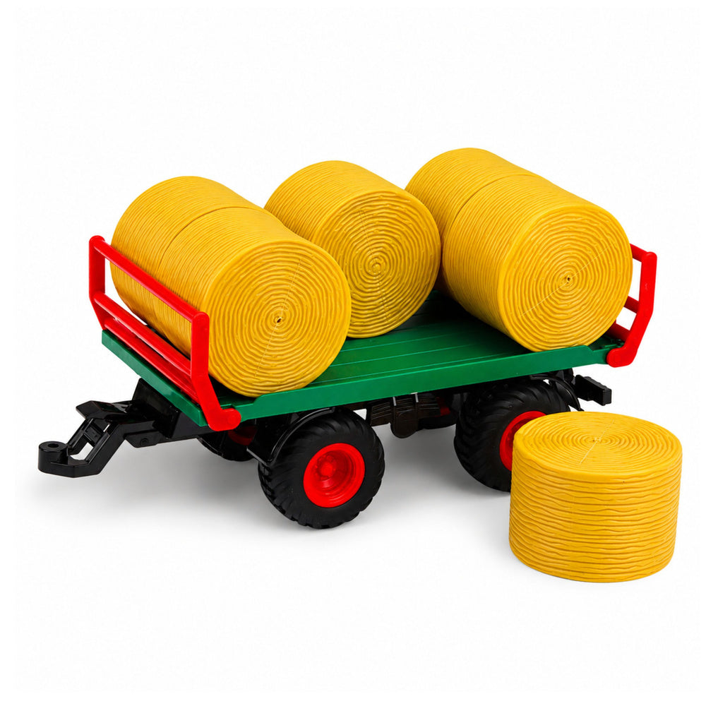 Remote Controlled RC Farm Tractor with Hay Bale Trailer and Lights 1:24