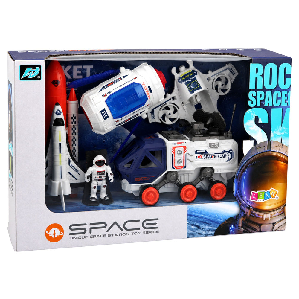 Svemirska raketa za igru sa svemirskim vozilom i astronautom - plavo/bijelo/narančasti