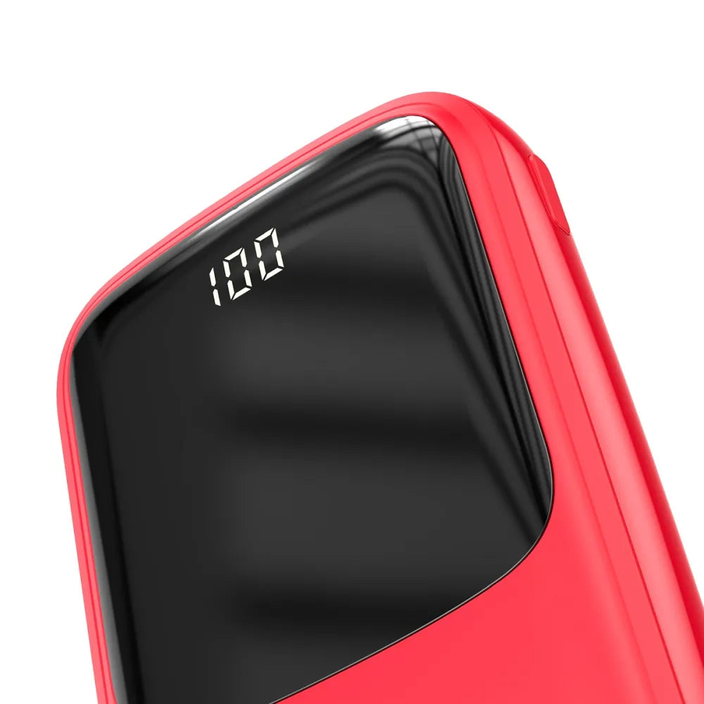 Power Bank BASEUS QPow - 10,000mAh LCD Quick Charge PD 15W s kabelom za Lightning 8-pin crveni PPQD-B09