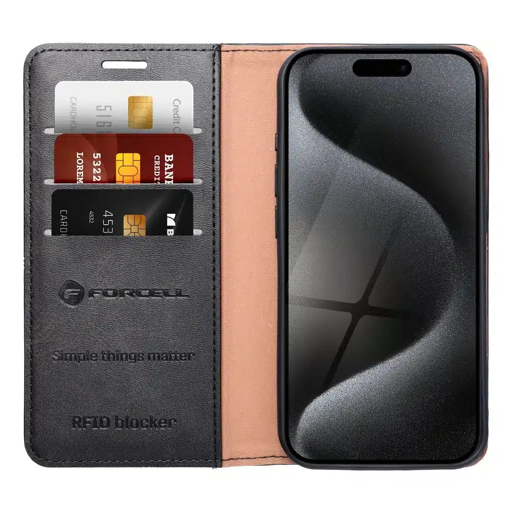 FORCELL F-PROTECT RFID Blocker preklopna futrola za iPhone 14 Pro Max crna