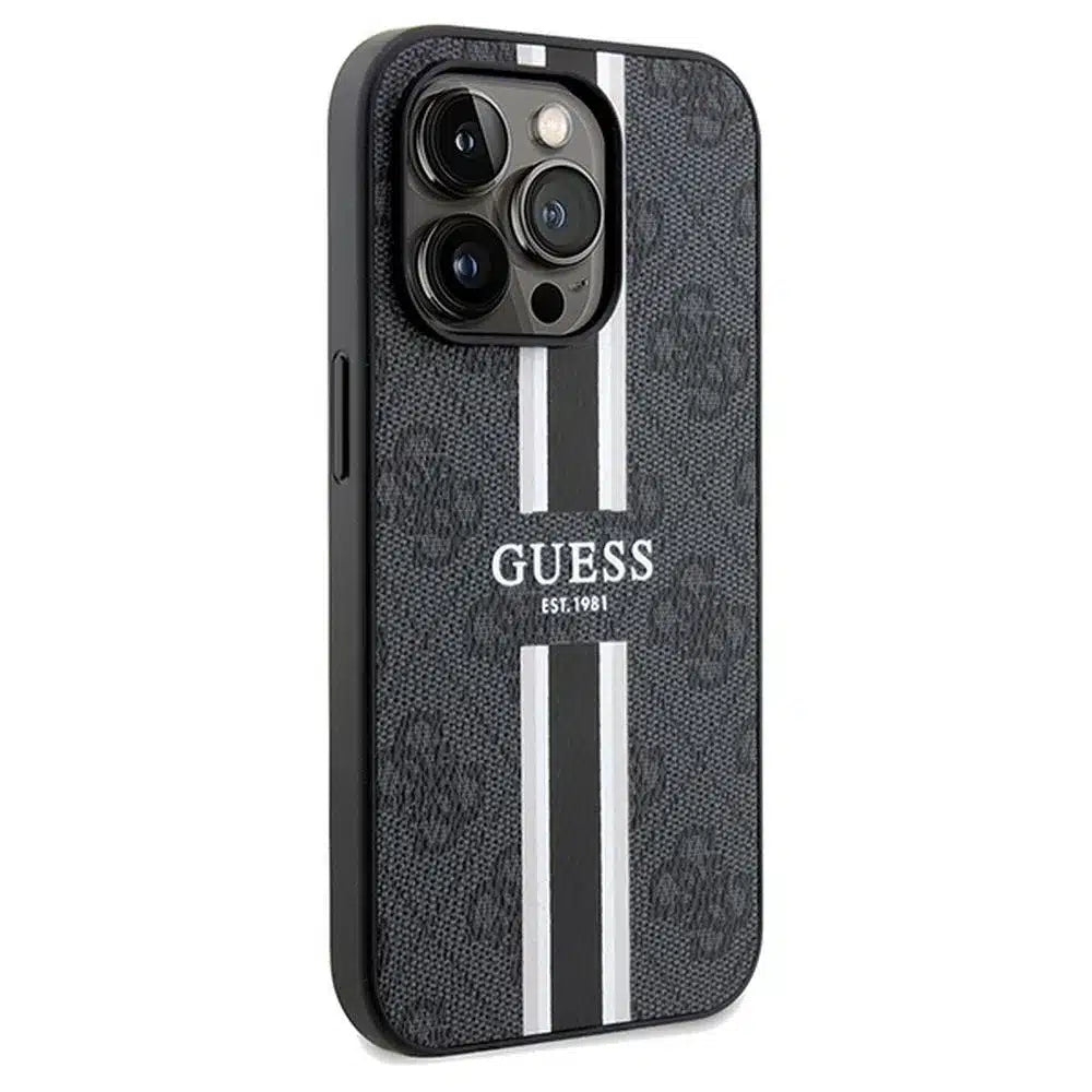 Originalna GUESS Hardcase GUHMP15LP4RPSK torbica za iPhone 15 Pro (Magsafe 4G Printed Stripes / crna)
