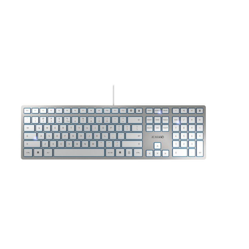 CHERRY KC 6000 Slim tipkovnica USB US Engleski Srebro, Bijelo