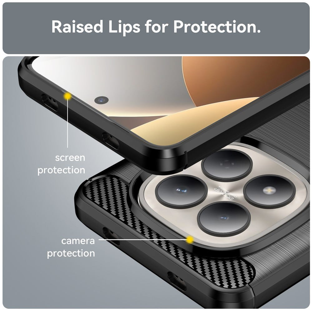 Techsuit Carbon Silicone maska za Xiaomi Redmi Note 15 Pro 4G - crna