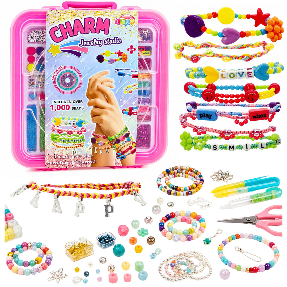 Jewelry Making Set in a Case Beads Pendants Letters 1000 pcs.