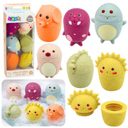 Educational Bath Toys Sensory Rubber Figures Pastel 6 pcs.