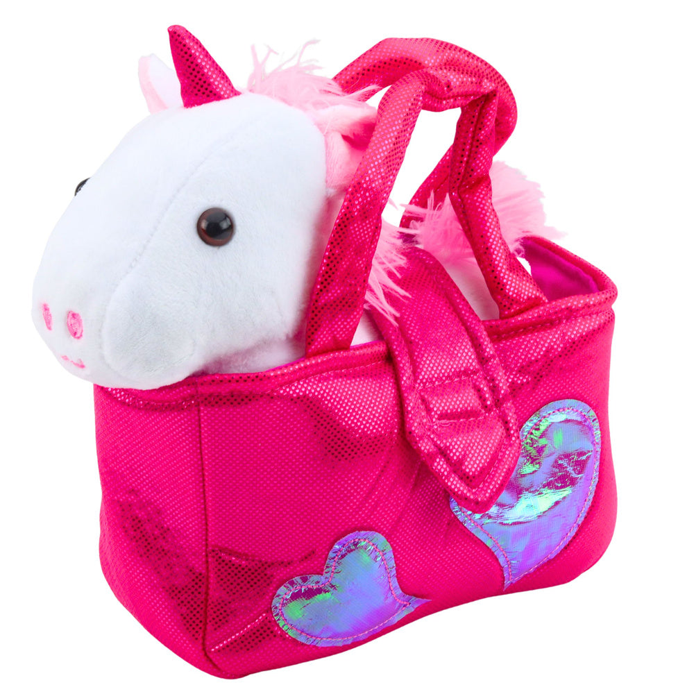 Plišana igračka jednorog u torbi 25cm - bijelo/rozi
