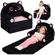Reclining Armchair Sofa Couch Kitten 2in1 For Children Soft Plush Black