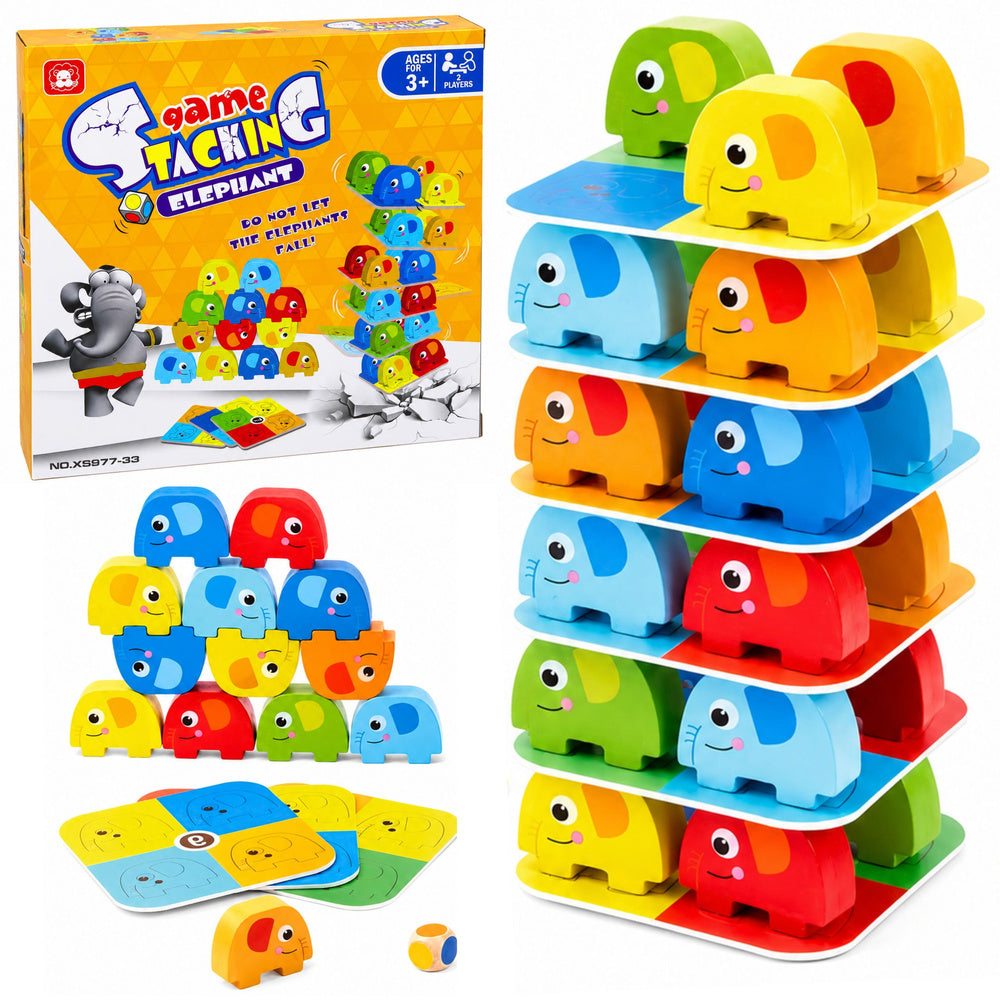 Elephant Tower Skill Game Balancing Elephants Colored Cards 46 pcs.
