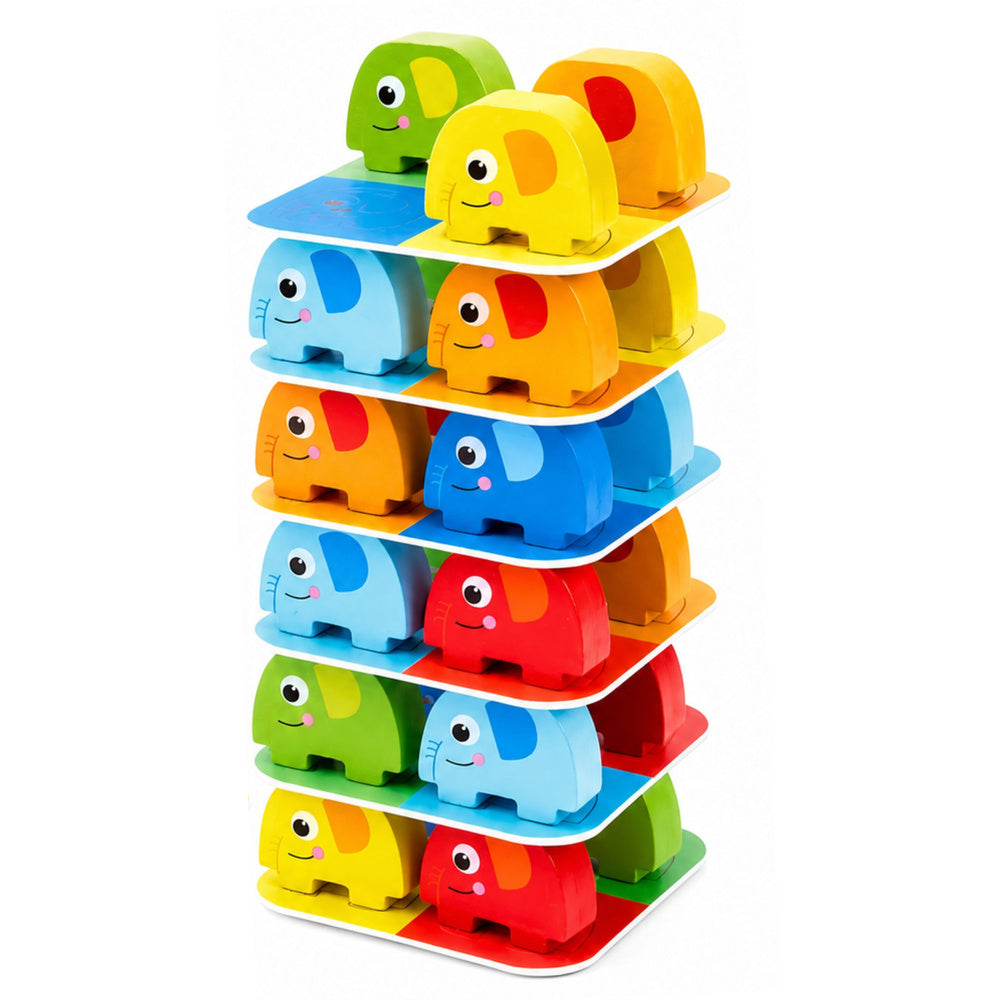 Elephant Tower Skill Game Balancing Elephants Colored Cards 46 pcs.