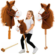 Hobby Horse Stick Horse Head Galloping Neighing Sounds Brown 100 cm