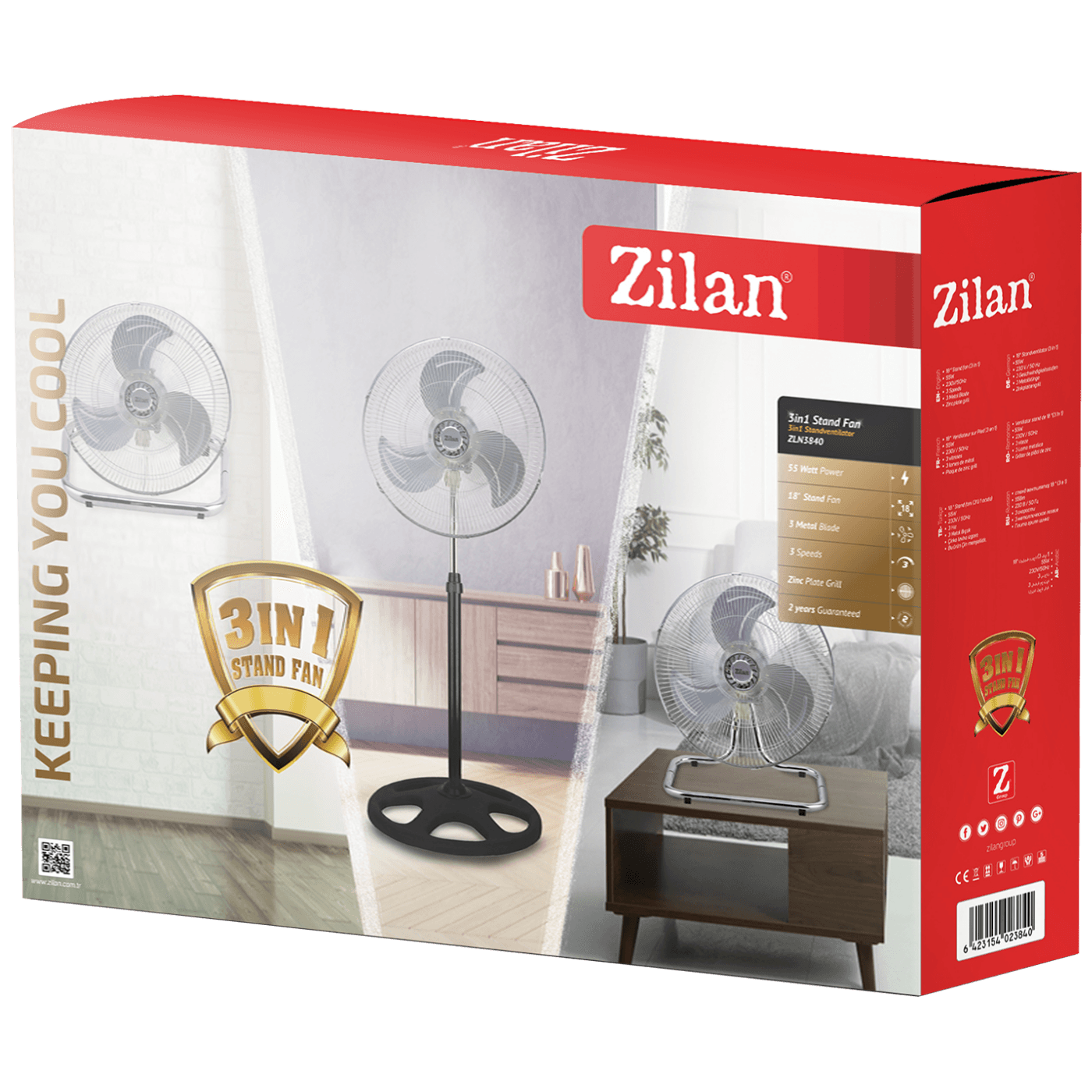 Zilan Ventilator, 3u1, stalak / stolni / podni, 55W - ZLN3840