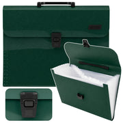 Folder Organizer for Documents, 13 Compartments, Green, A4, Holder