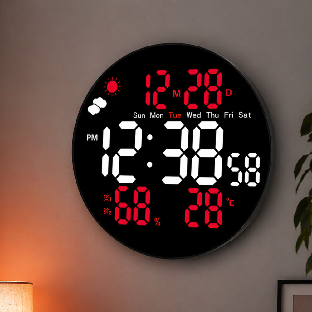 Digitalni zidni sat sa LED zaslonom i daljinskim upravljačem - 25 cm