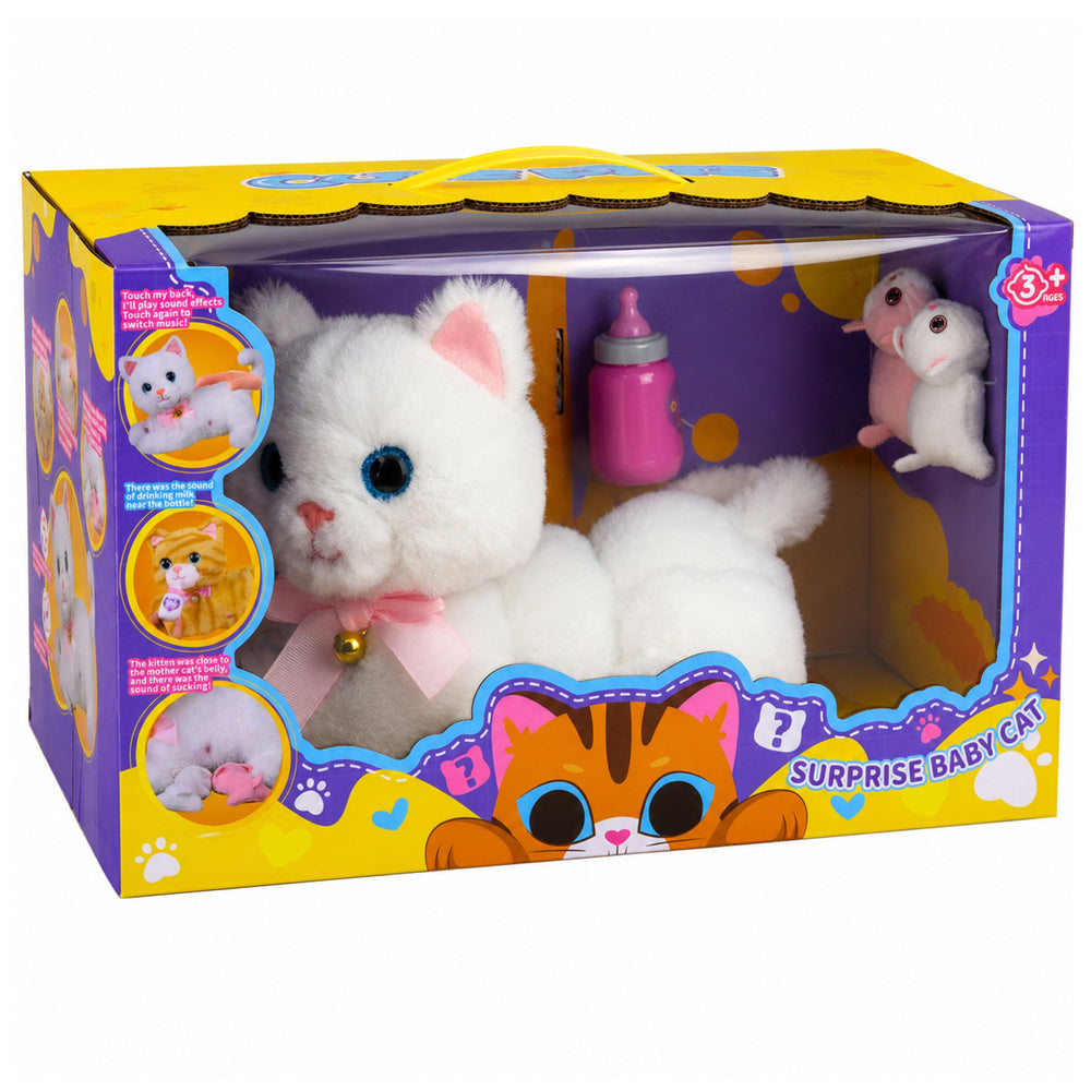 Interactive Kitten with Bottle and Little Sounds Melodies Recording White