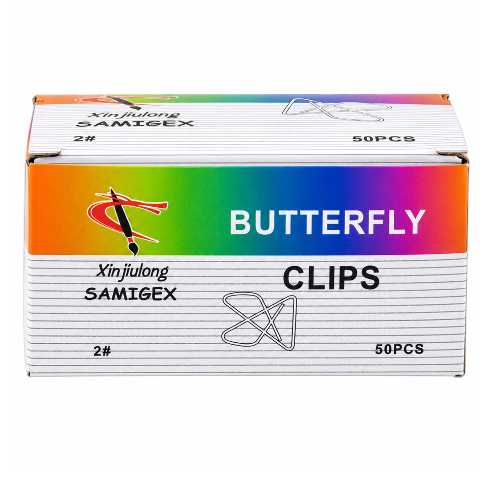 Metal Butterfly Cross Clips for Office Documents 32 mm 50 pcs.
