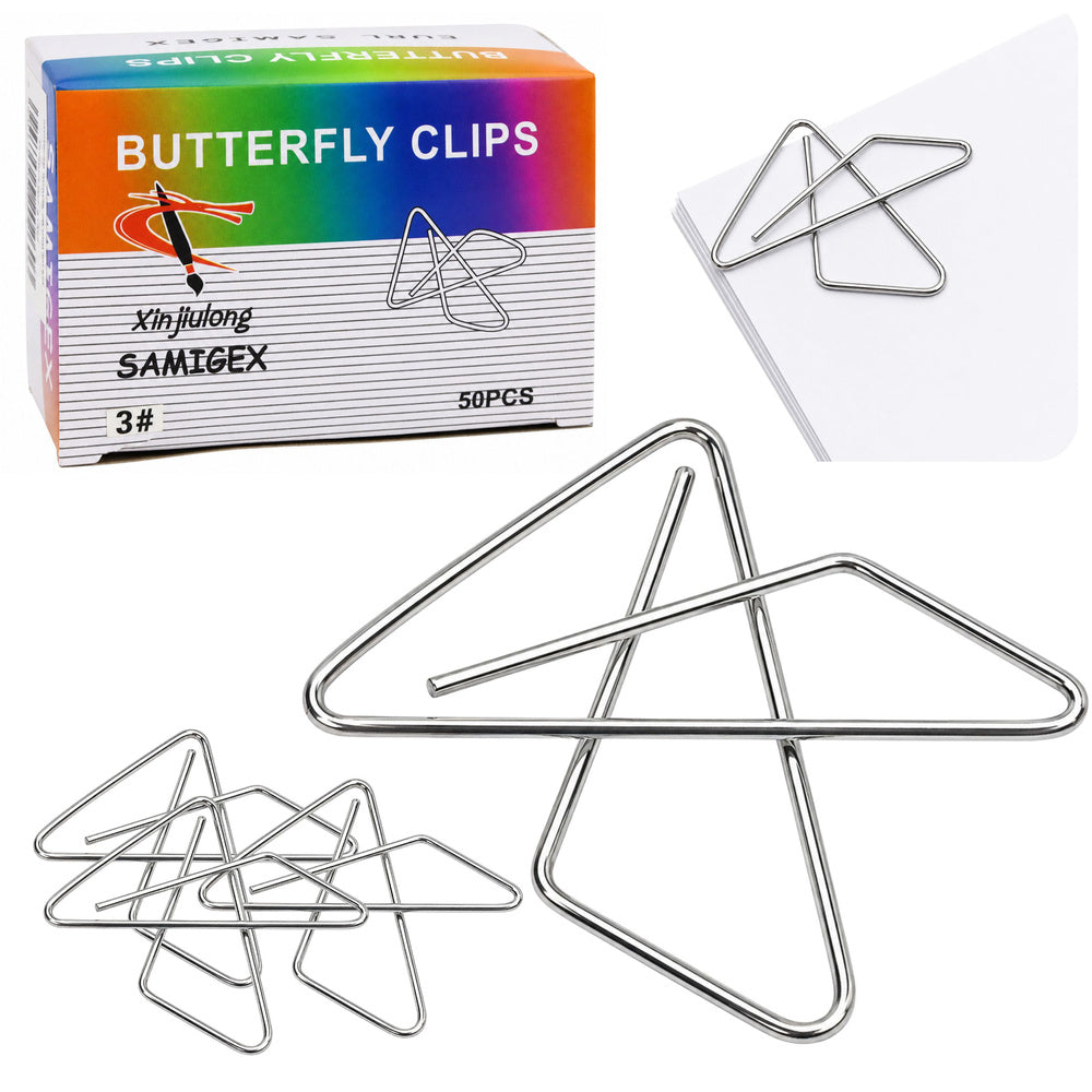Metal Butterfly Cross Clips for Office Documents 28 mm 50 pcs.