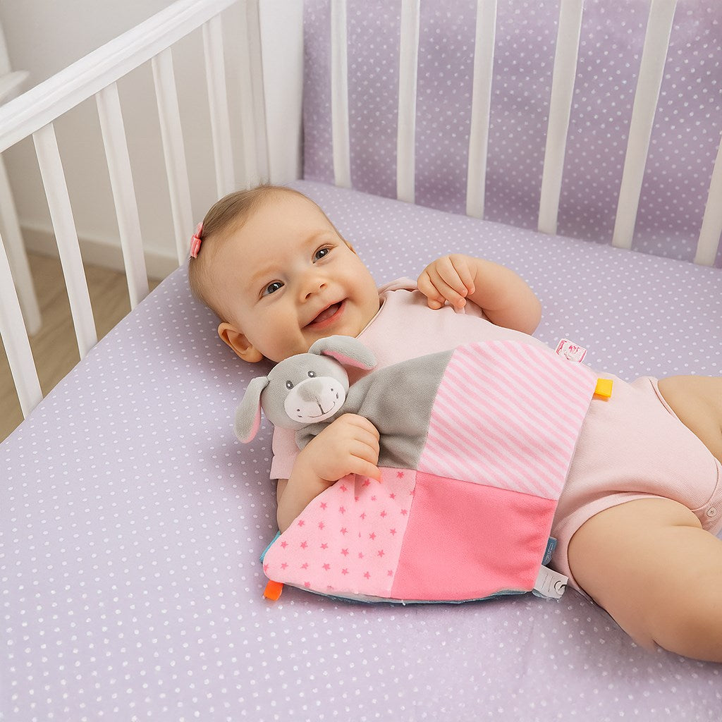 Baby Mix tješilica pas grey&pink