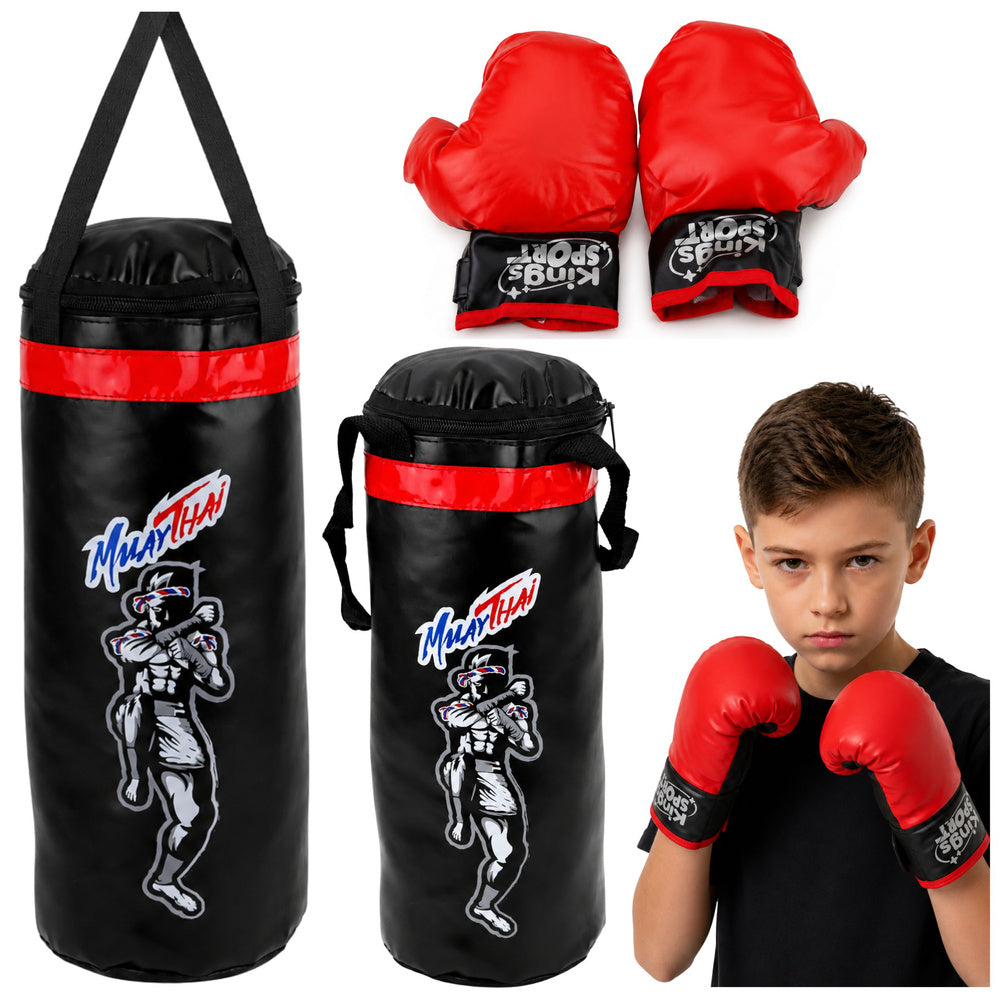 Children's Punching Bag Exercise Set MUAY THAI Gloves 65x22cm L