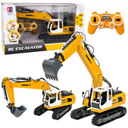 Remote Controlled RC Crawler Excavator Lights and Sounds Yellow 1:16