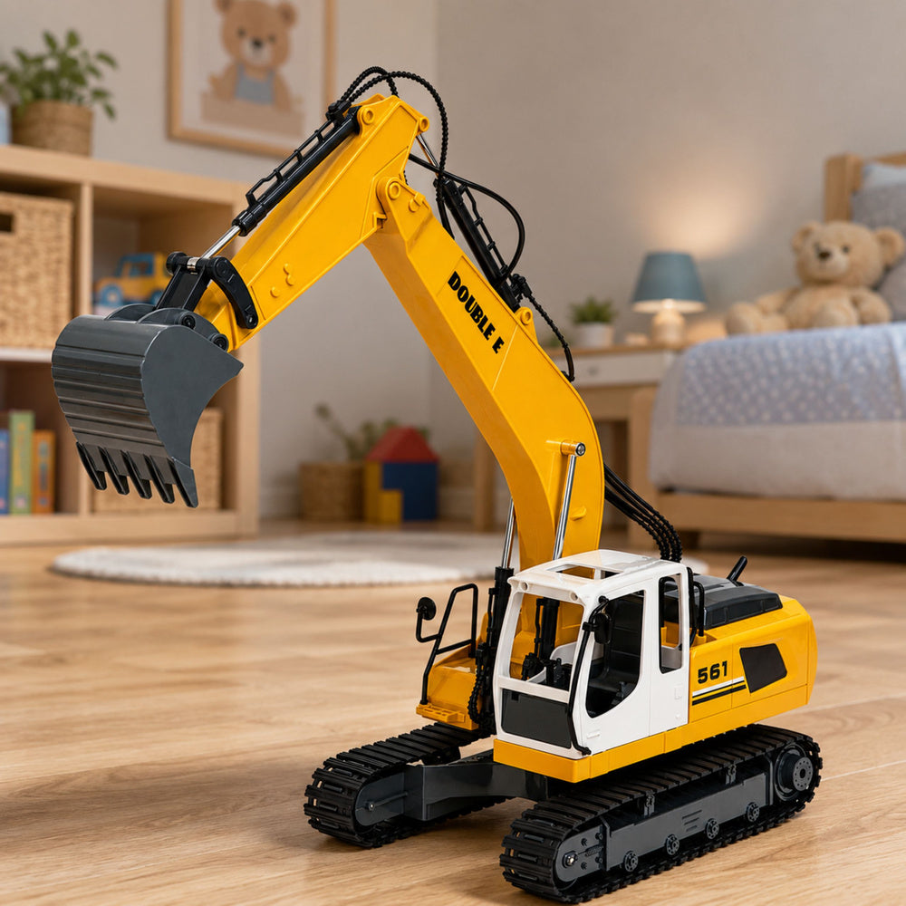 Remote Controlled RC Crawler Excavator Lights and Sounds Yellow 1:16