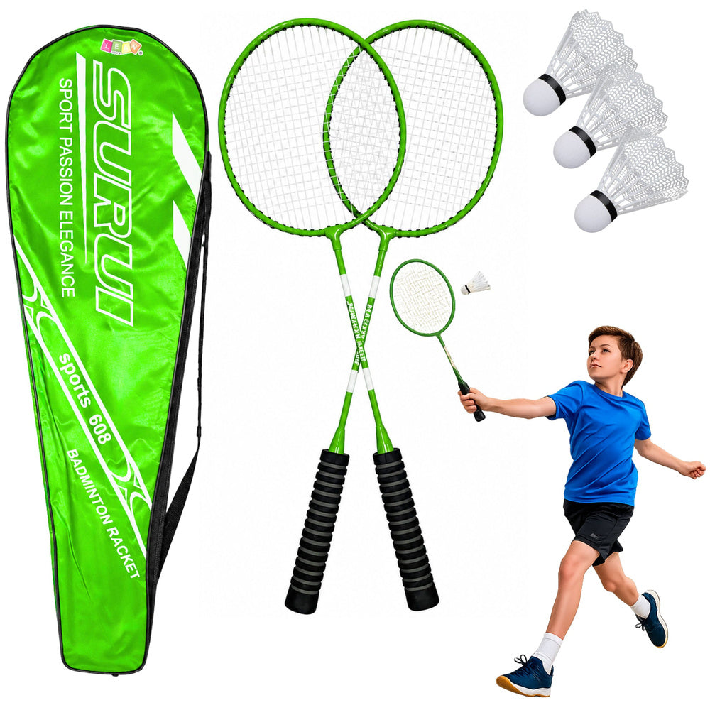 Reketi za badminton sa futrolom i lopticama 6u1 - Zeleni