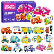 Magnetic Puzzle Vehicles Learning Means of Transport Set 30 pcs.