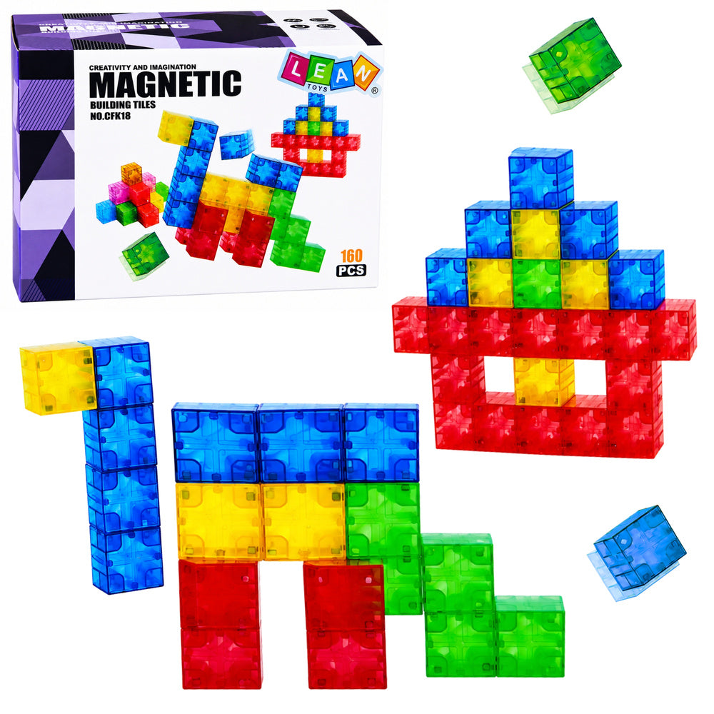 Magnetic Construction Blocks Cubes Colorful 3D Cubes 160 pcs.