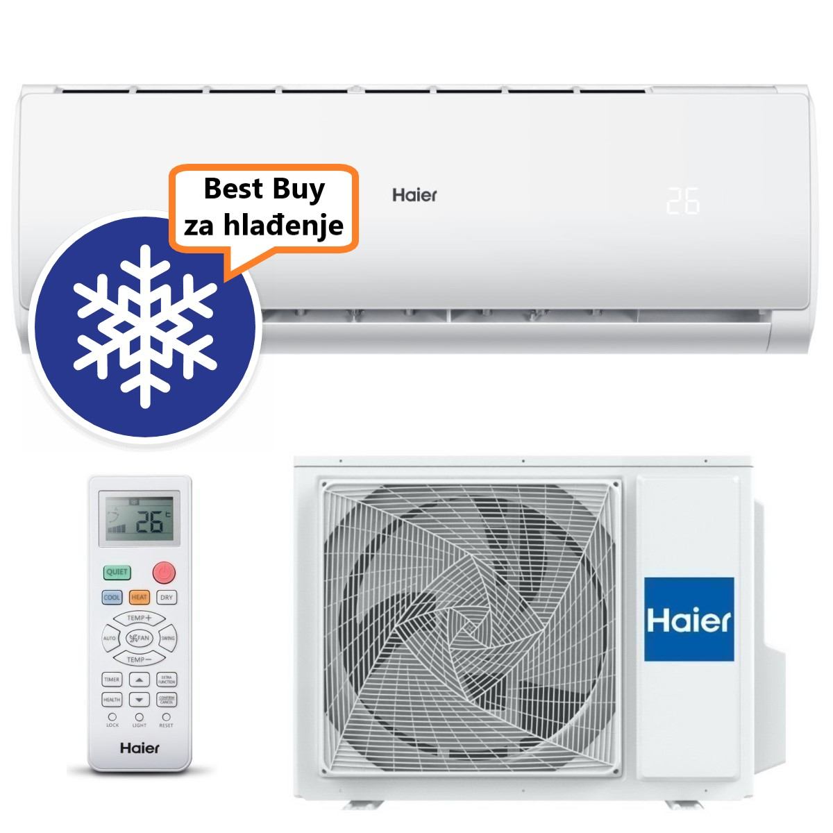 HAIER KLIMA UREĐAJ 2,6kW AS25THMHRA-C/1U25YEFFRA-C - Tide Plus, za prostor do 30m2, A++ energetska klasa