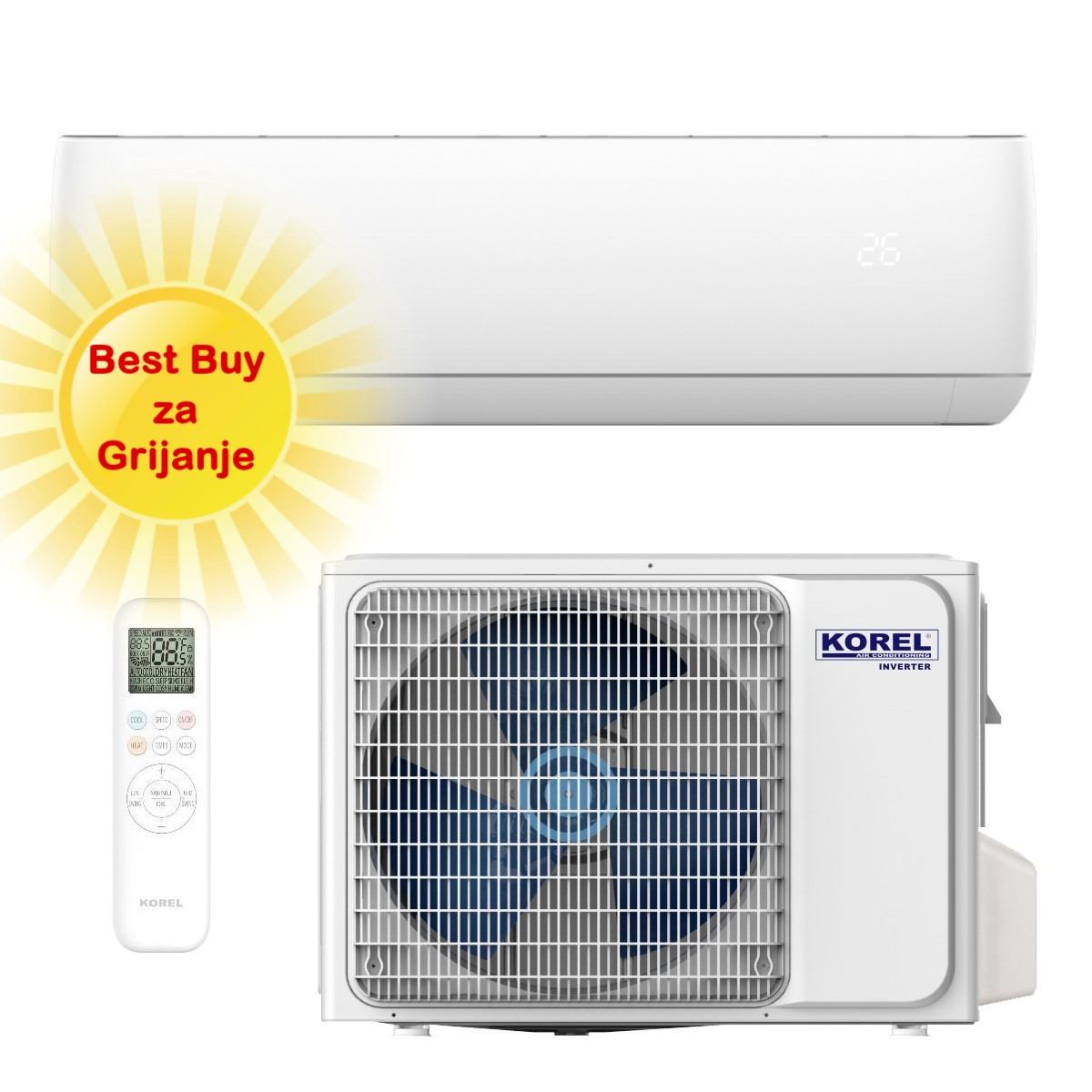 KOREL KLIMA UREĐAJ 2,7kW KSAJA-09DCEG - URBAN PLUS, za prostor do 30m2, A++ energetska klasa, Wi-Fi, R32