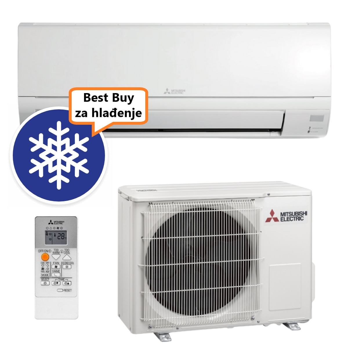 MITSUBISHI KLIMA UREĐAJ MSZ-DW25VF/MUZ-DW25VF - 2,5 kW, MSZ-HR, za prostor do 25m2, A++ energetska klasa, R-32