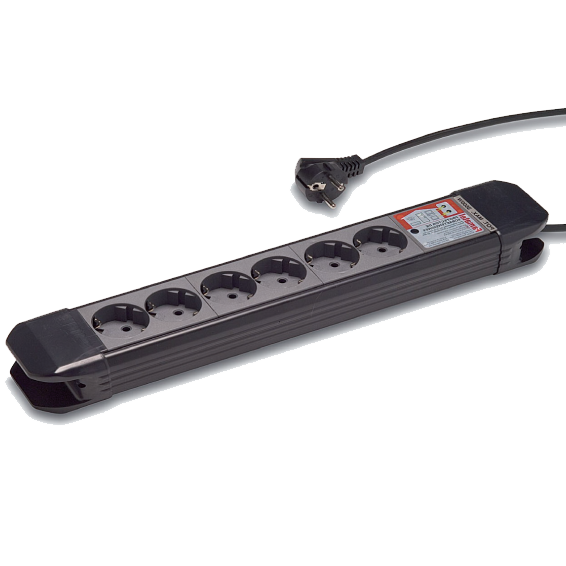 Famatel Produžni kabel 6 utičnica, 1.5m, prekidač, crni, 1.5mm² - 23612