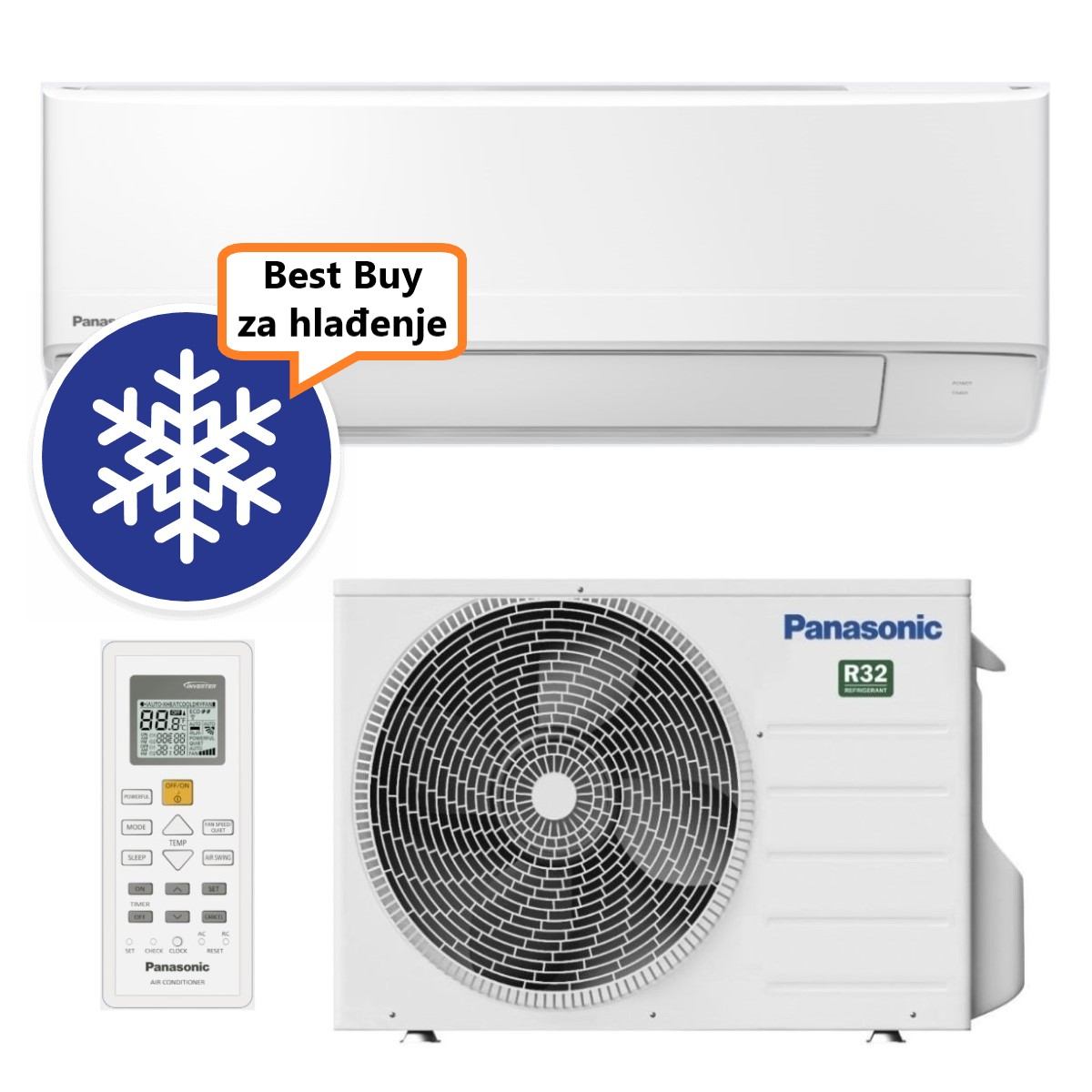 PANASONIC KLIMA UREĐAJ 3,4kW KIT-BZ35ZKE - Standardni inverter, za prostor do 35m2, A++ energetska klasa, R-32