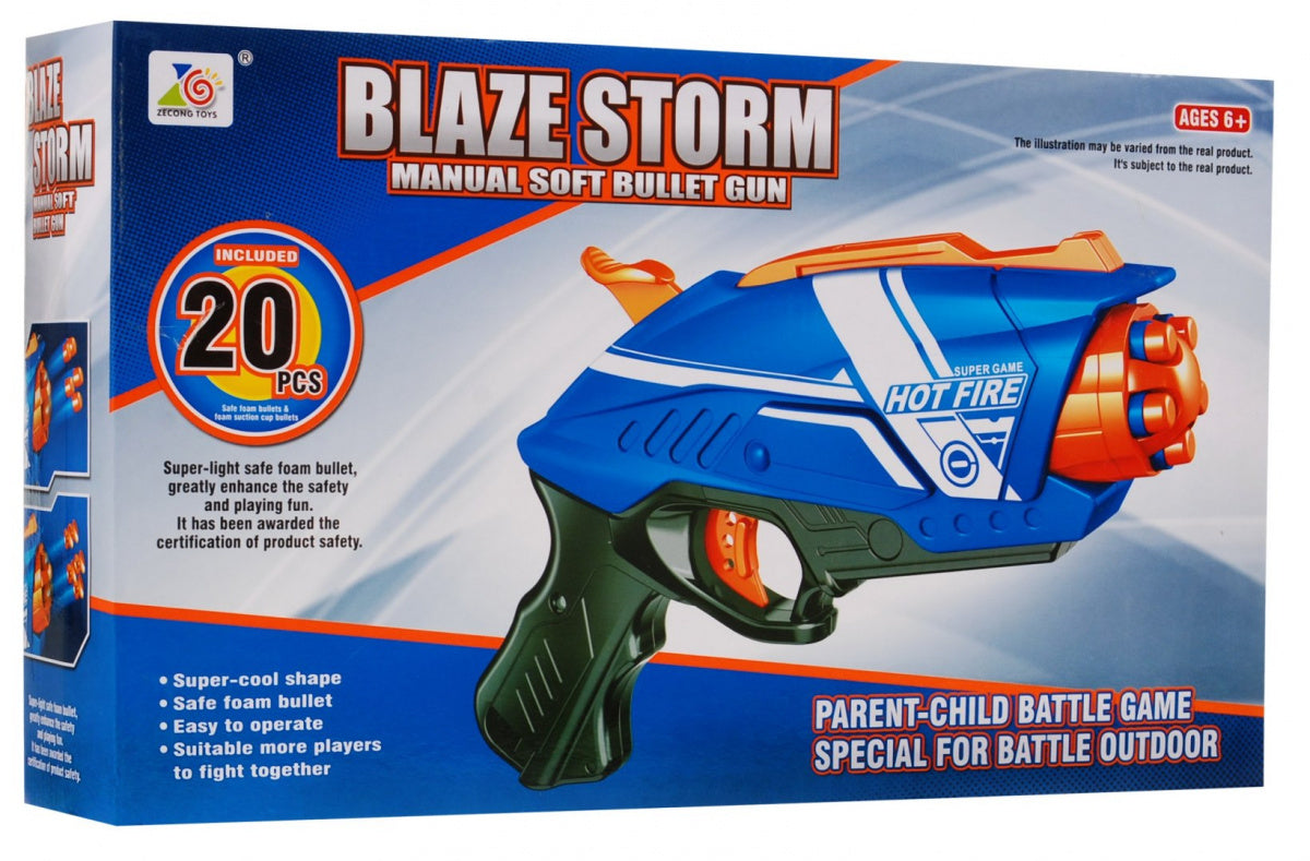 Mini pištolj za igru Blaze Storm sa 20 pjenastih metaka - plavi