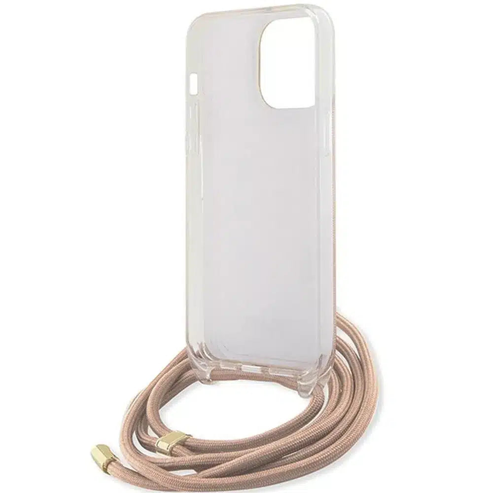 Originalna GUESS Hardcase GUHCP15XHC4SEP torbica za iPhone 15 Pro Max (Crossbody Cord 4G Print / roza)