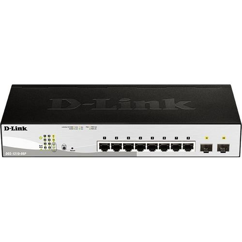 D-Link DGS-1210-08P Upravljano L2 Gigabit Ethernet (10/100/1000) Podrška za napajanje putem Etherneta (PoE) Crno