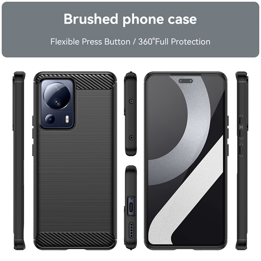 Techsuit Carbon Silicone maska za Xiaomi 13 Lite – crna