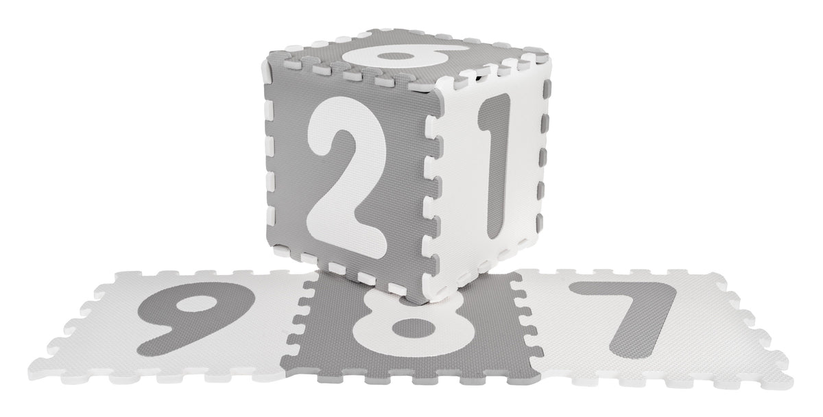Edukativna podloga za igru - puzzle s brojevima - sivo/bijela
