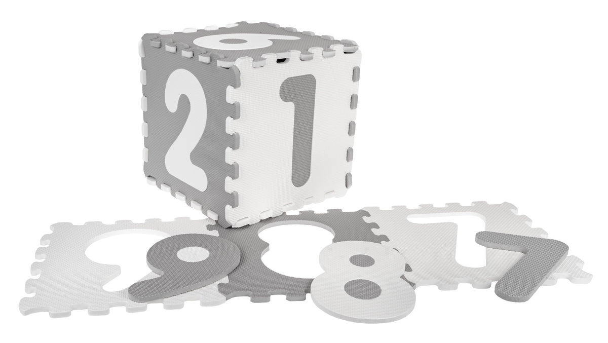 Edukativna podloga za igru - puzzle s brojevima - sivo/bijela