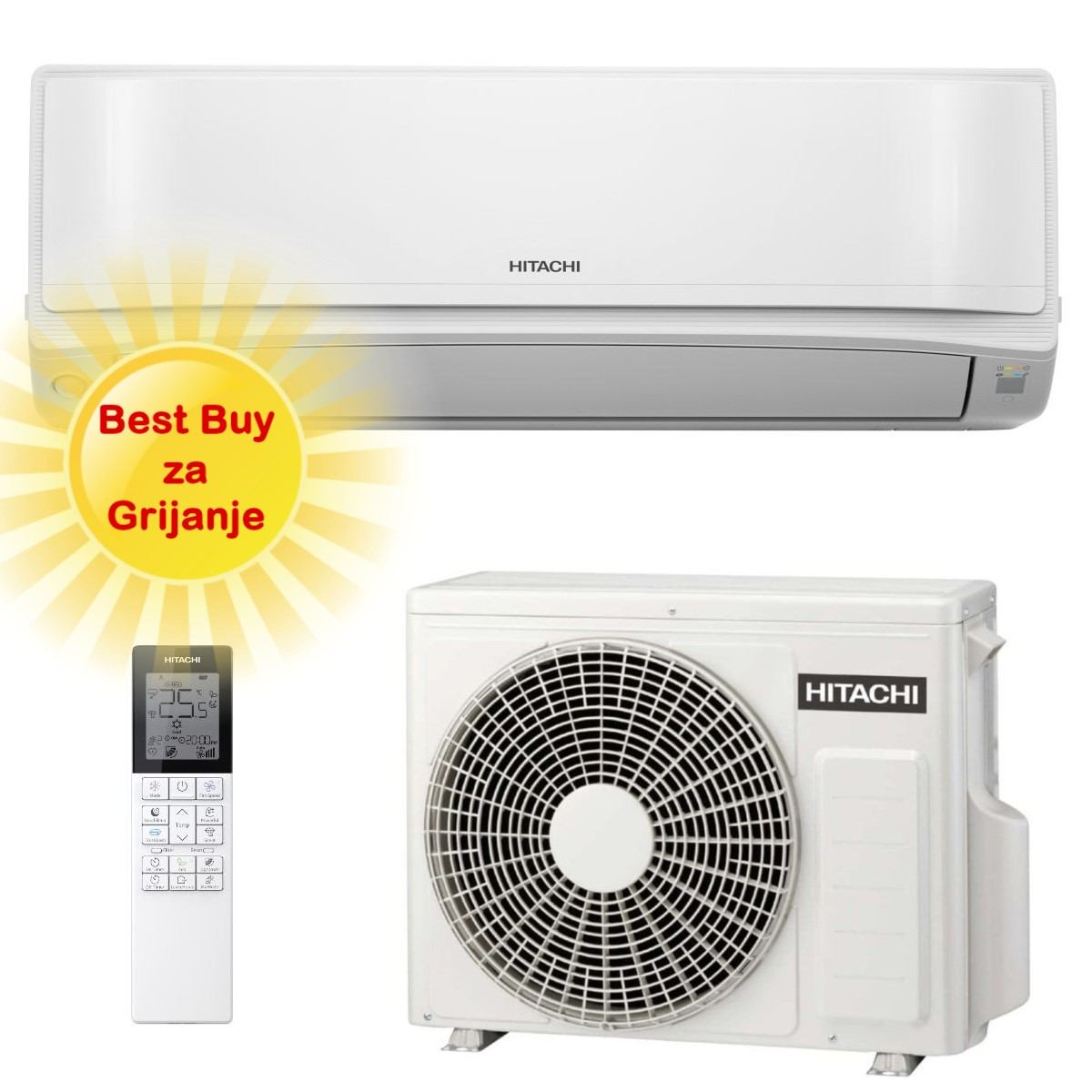 HITACHI KLIMA UREĐAJ 2,5 kW - RAK-VJ25RHAE/RAC-VJ25WHAE - AIRHOME 600, za prostor do 25m2, A+++ energetska klasa, R-32