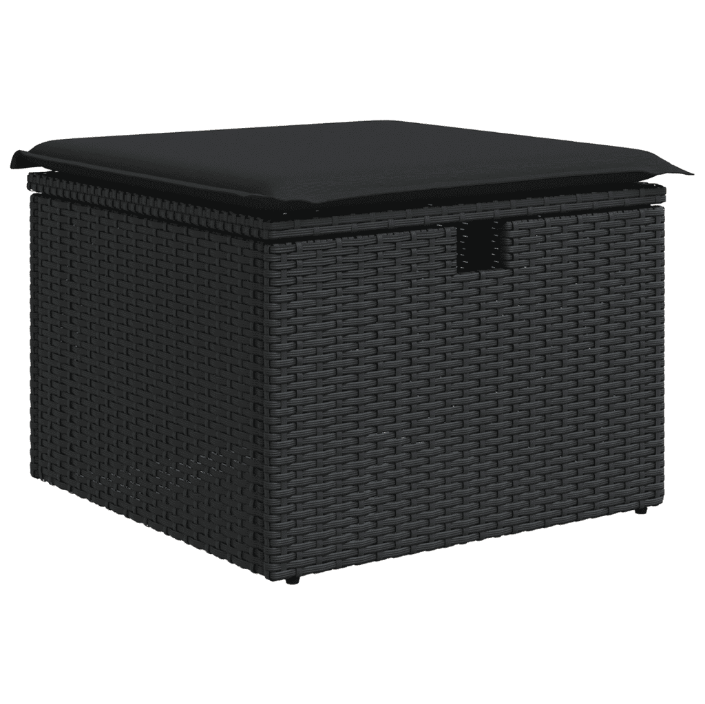 6-dijelni set vrtnih sofa s jastucima crni od poliratana Crna 62 x 62 x 69 cm